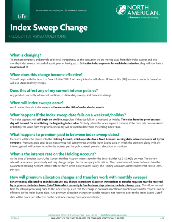 Index Sweep Change